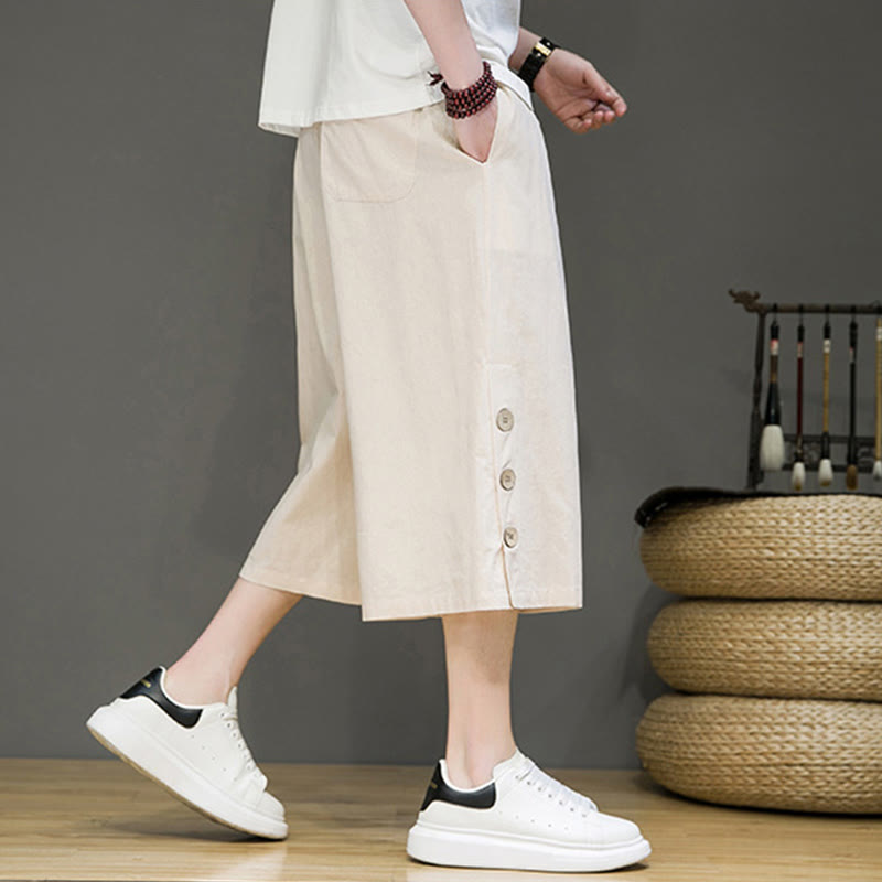 Breathable Cotton Blend Cropped Carrot Cut Mindful Meditation Pants