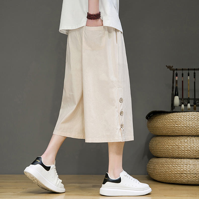 Breathable Cotton Blend Cropped Carrot Cut Mindful Meditation Pants