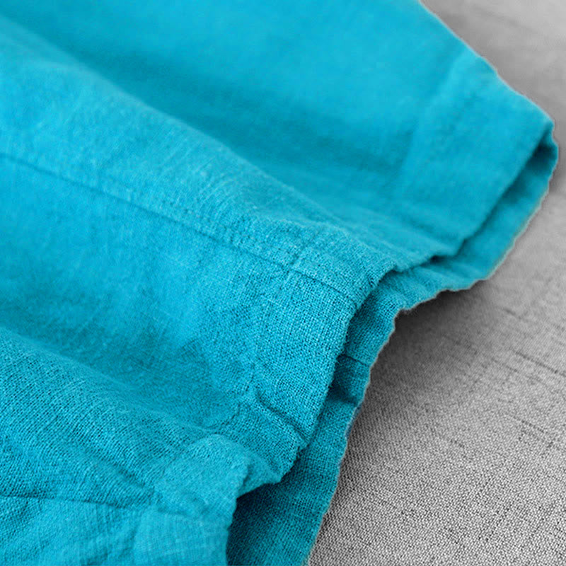Casual Plain 7-8 Length Women's Cotton Linen Harem Pants With Pockets