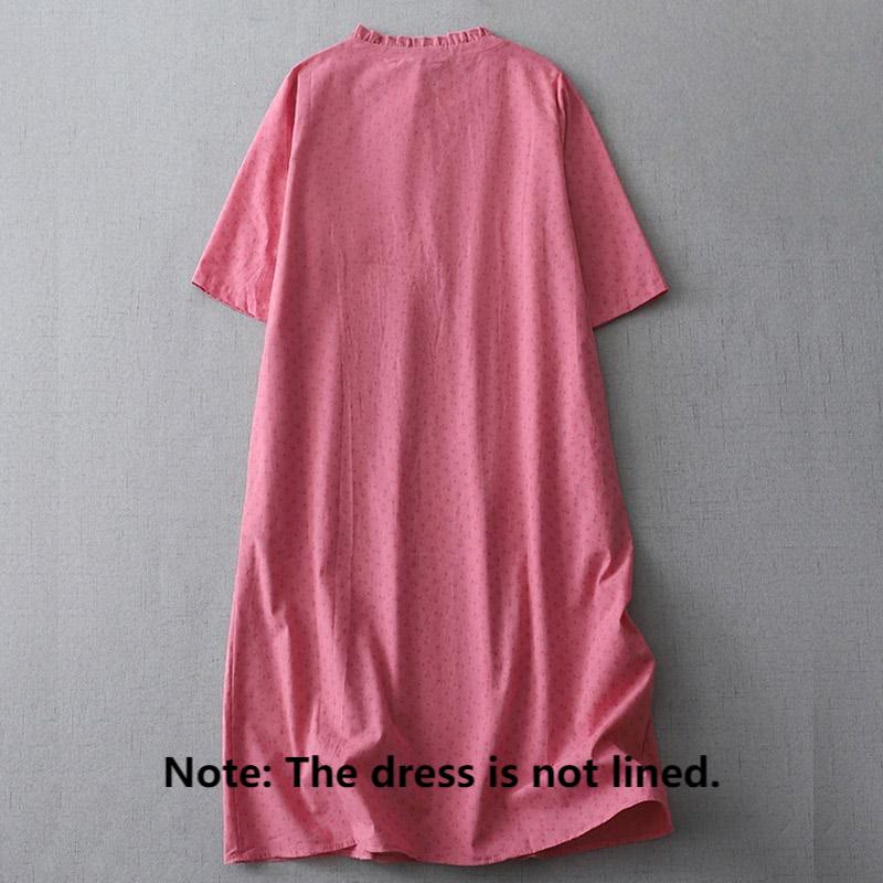 Breathable Cotton Linen Relaxed Grounding Midi Dress with Pockets