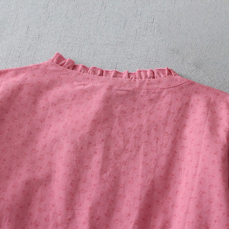 Breathable Cotton Linen Relaxed Grounding Midi Dress with Pockets