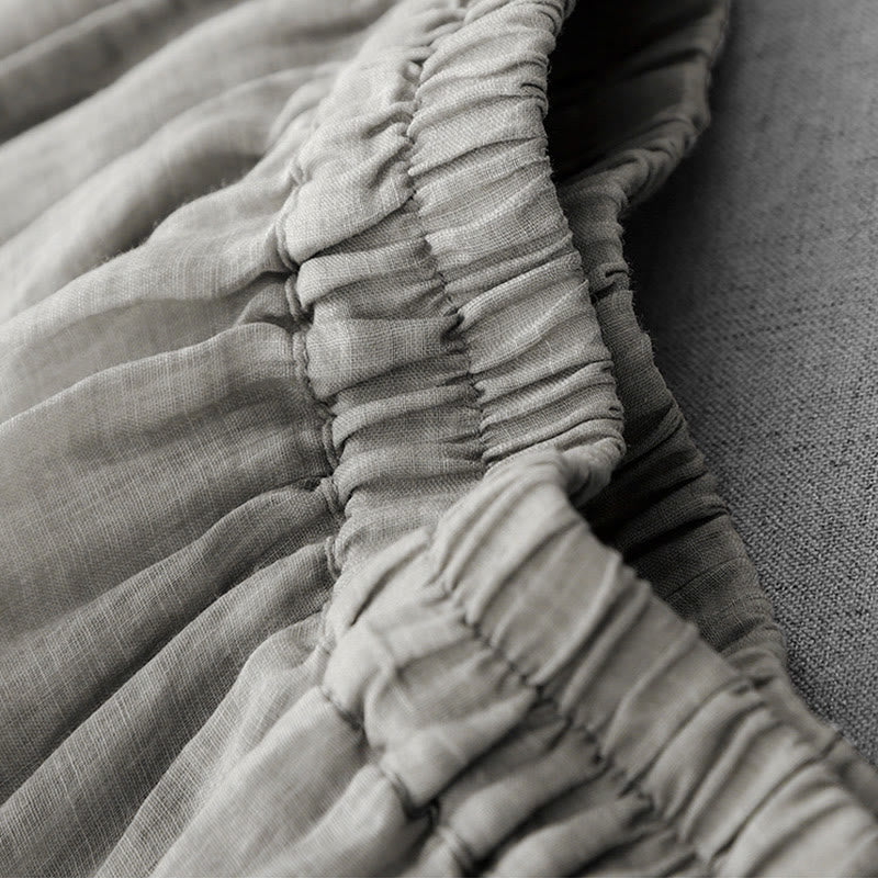 Commute Solid Color Lace Embroidery Design Cotton Women's Wide Leg Cropped Pants With Pockets