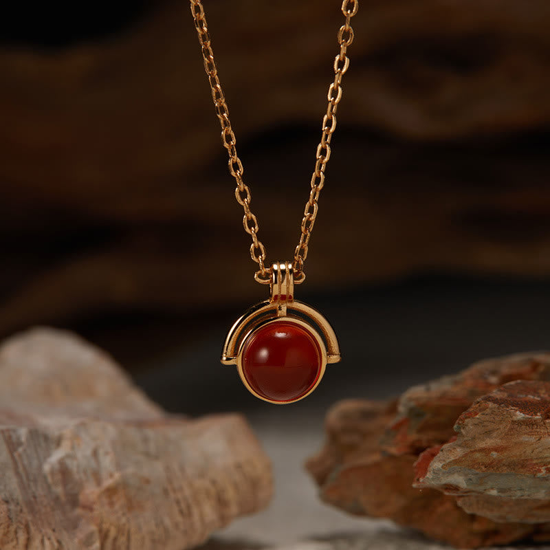 Red Agate Tiger Eye Aquamarine Moonstone 925 Sterling Silver Confidence Necklace Pendant