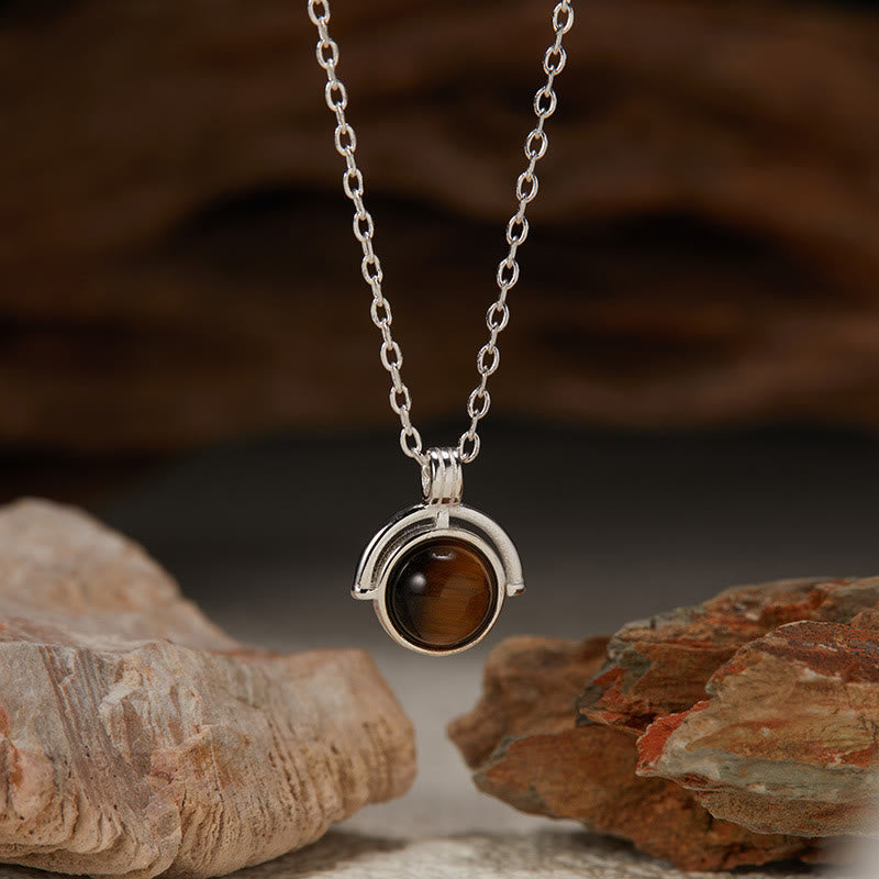 Red Agate Tiger Eye Aquamarine Moonstone 925 Sterling Silver Confidence Necklace Pendant