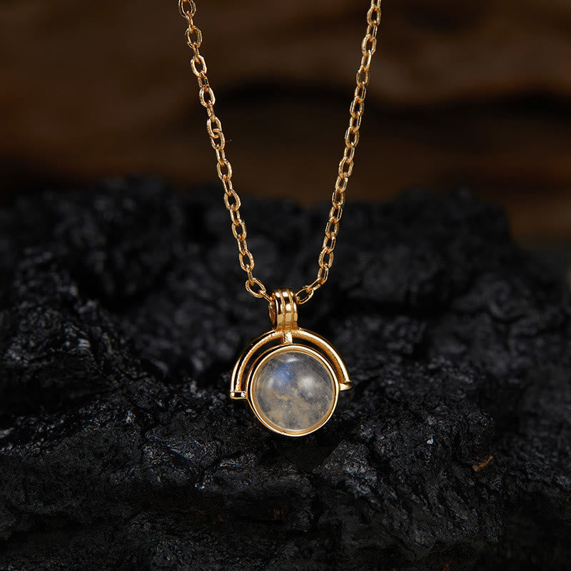 Red Agate Tiger Eye Aquamarine Moonstone 925 Sterling Silver Confidence Necklace Pendant