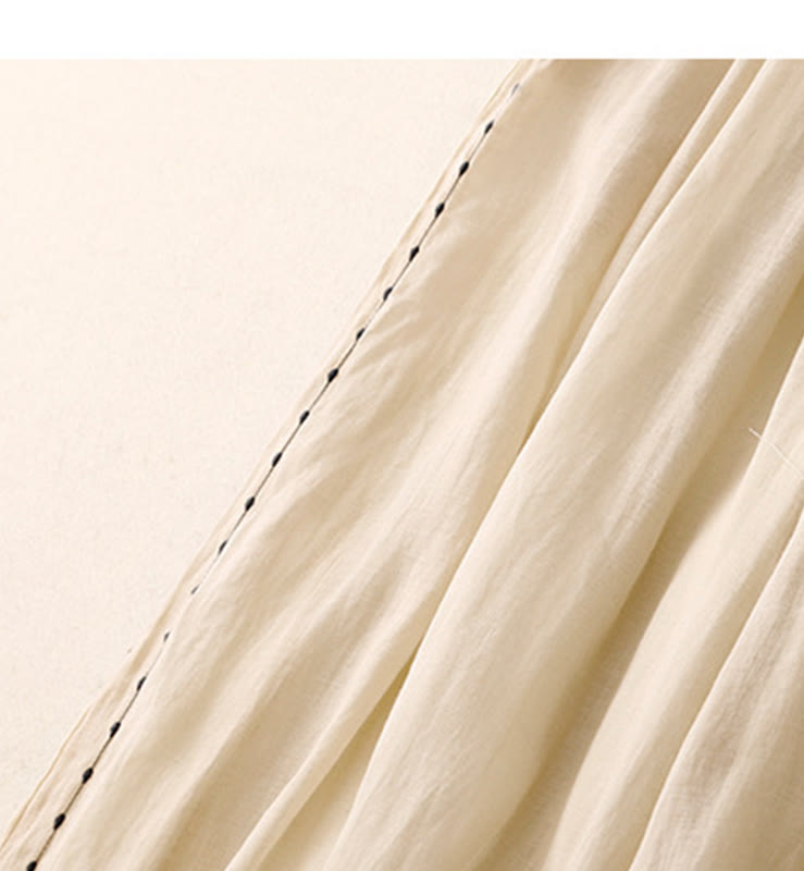 Commute Solid Color Embroidery Drawstring Women's Wide Leg Ankle-Length Cotton Pants With Pockets