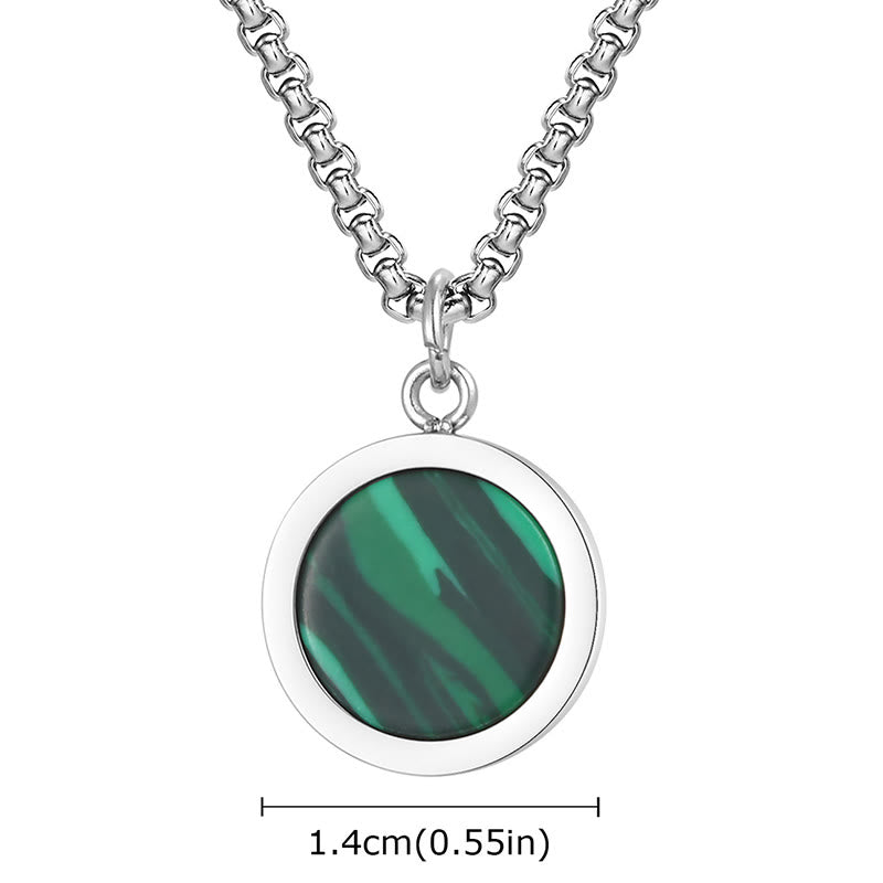 Natural Stone Turquoise Tiger Eye Lazurite Malachite Titanium Steel Purification Necklace Pendant