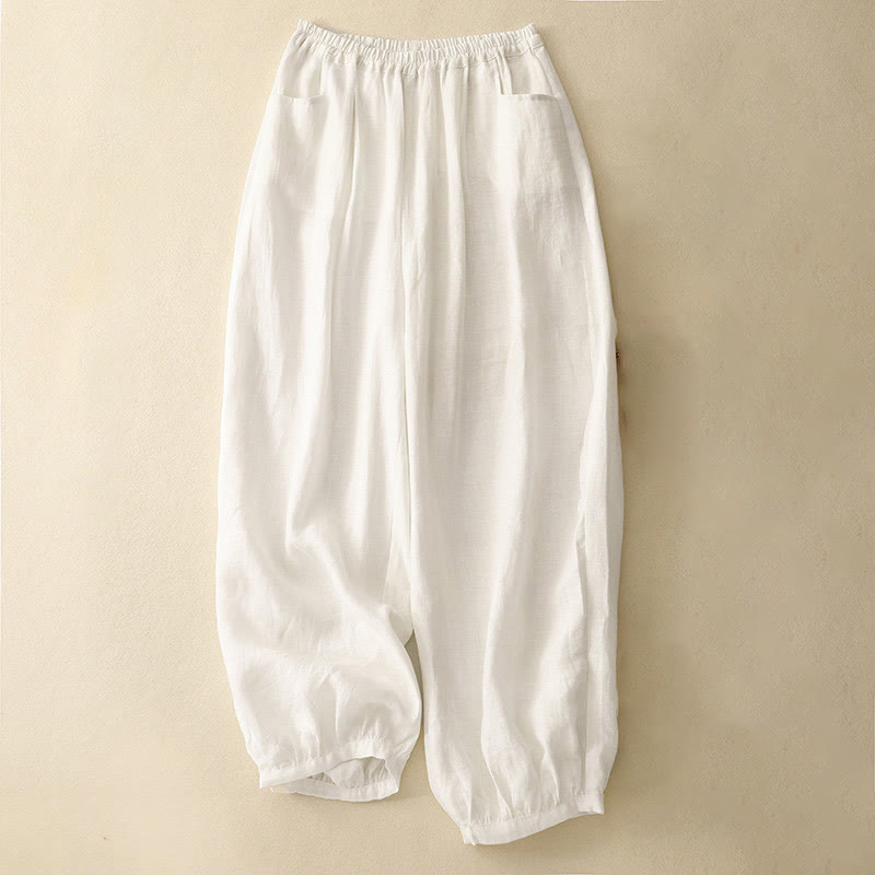 Breathable Cotton Tapered Ankle-Length Meditation Pants