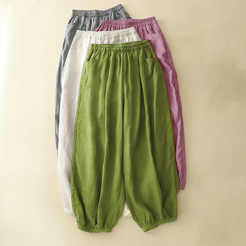 Breathable Cotton Tapered Ankle-Length Meditation Pants