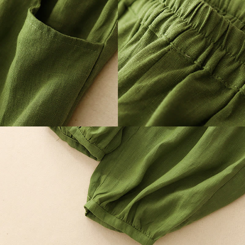 Breathable Cotton Tapered Ankle-Length Meditation Pants