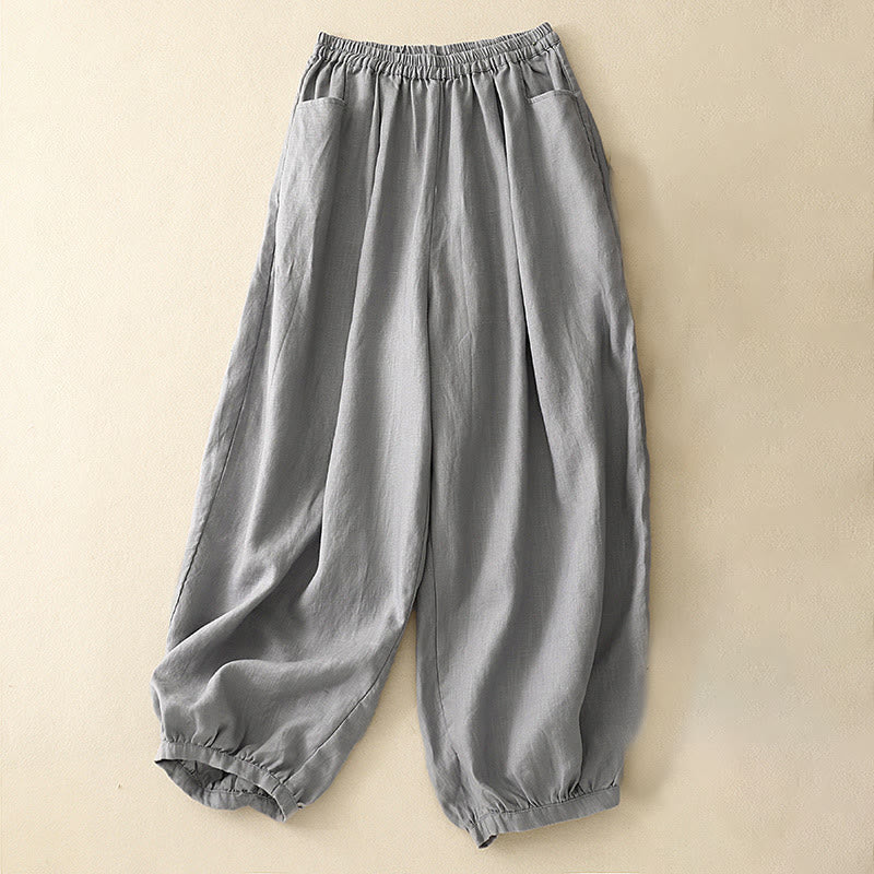 Breathable Cotton Tapered Ankle-Length Meditation Pants