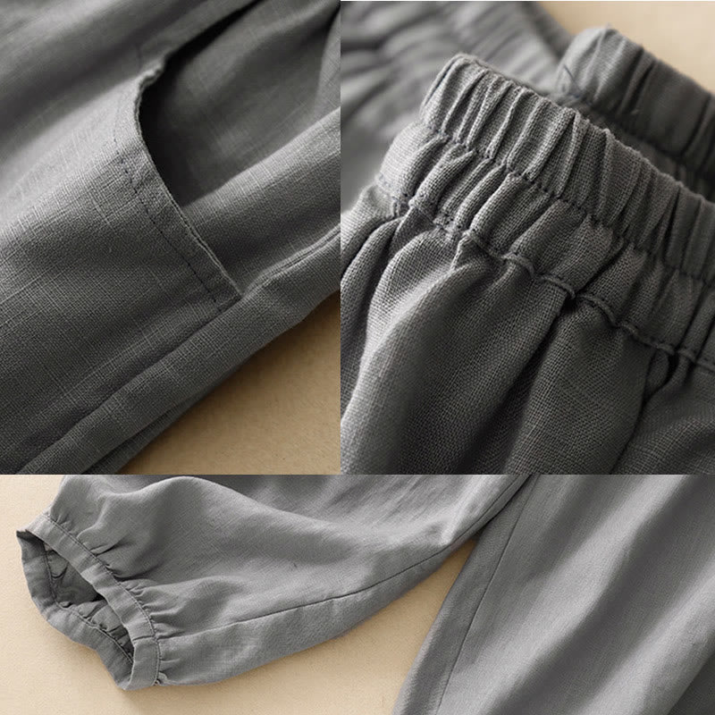 Breathable Cotton Tapered Ankle-Length Meditation Pants