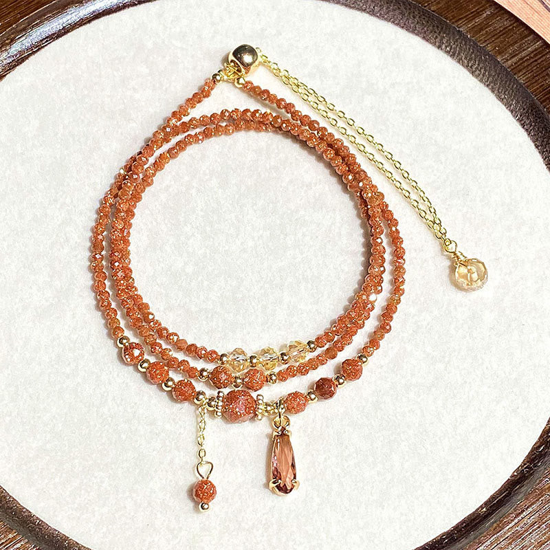 Natural 2mm Goldstone Beads Positive Multi Layer Bracelet
