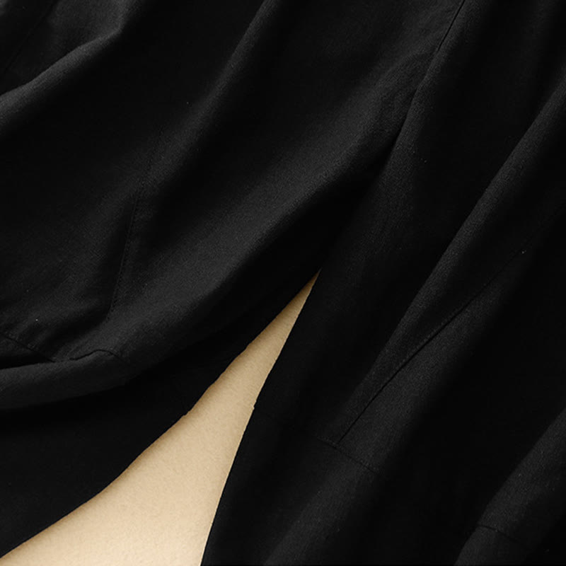 Commute Casual Pure Color Women's Wide Leg Cotton Cropped Pants With Pockets