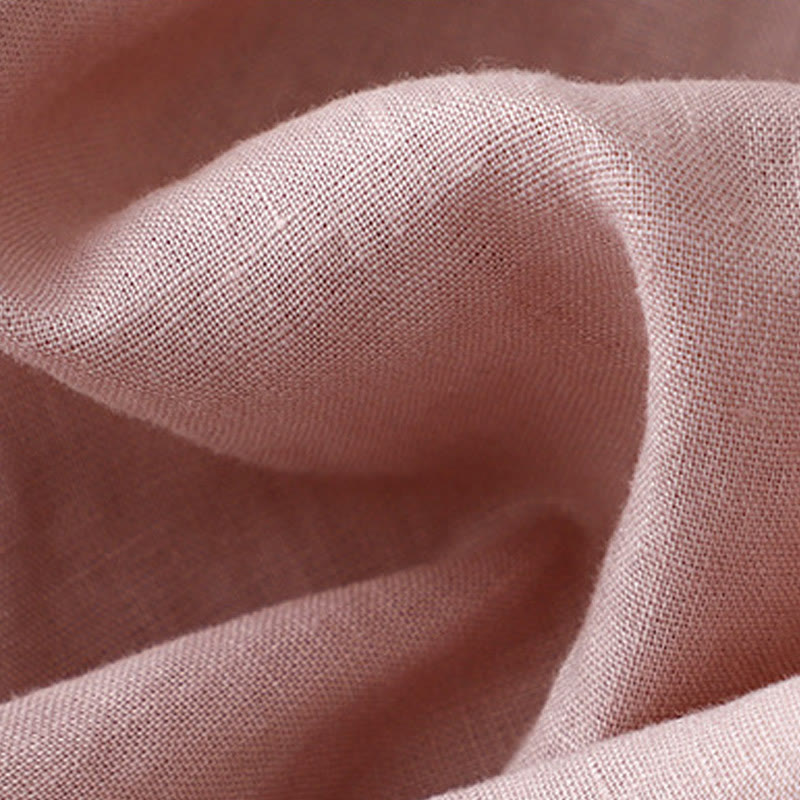 V-Neck Design Women's Cotton Linen Long Sleeve Shirt