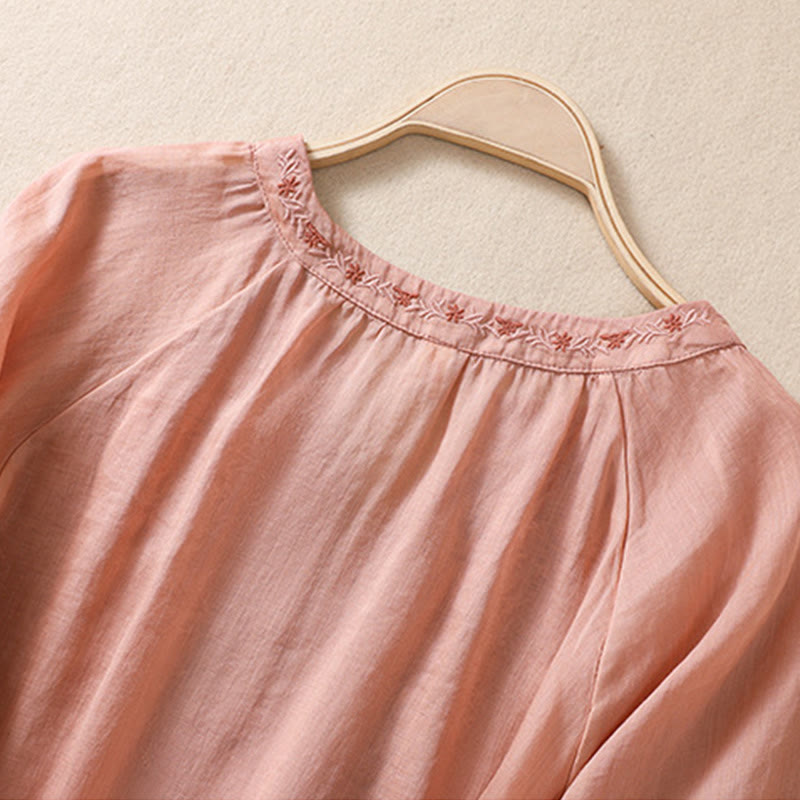 Cotton Linen V-Neck Mindful Movement Shirt