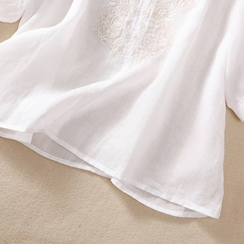 Cotton Linen V-Neck Mindful Movement Shirt