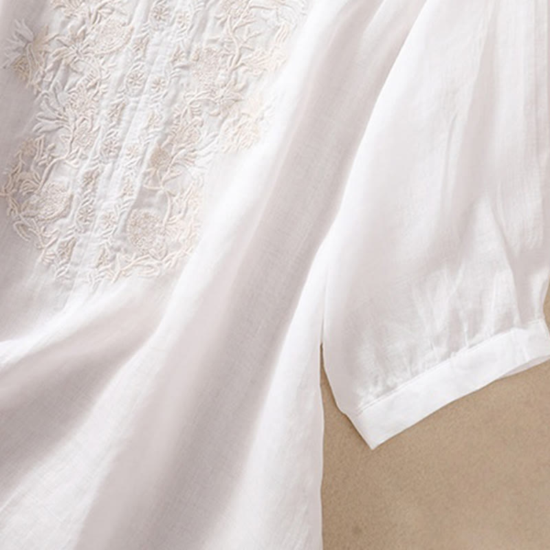 Cotton Linen V-Neck Mindful Movement Shirt