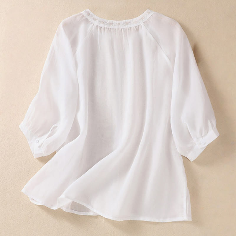 Cotton Linen V-Neck Mindful Movement Shirt