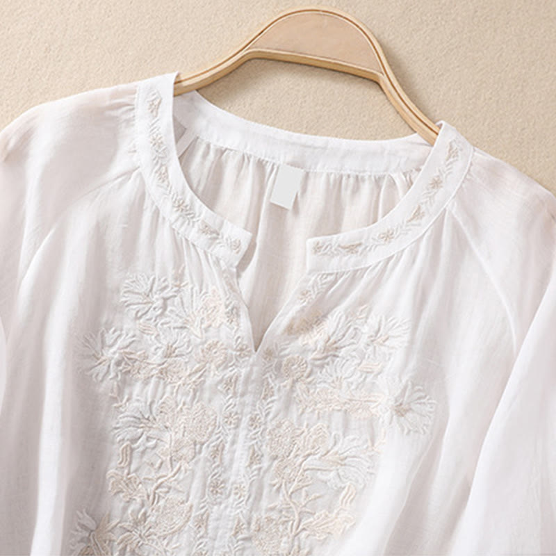 Cotton Linen V-Neck Mindful Movement Shirt