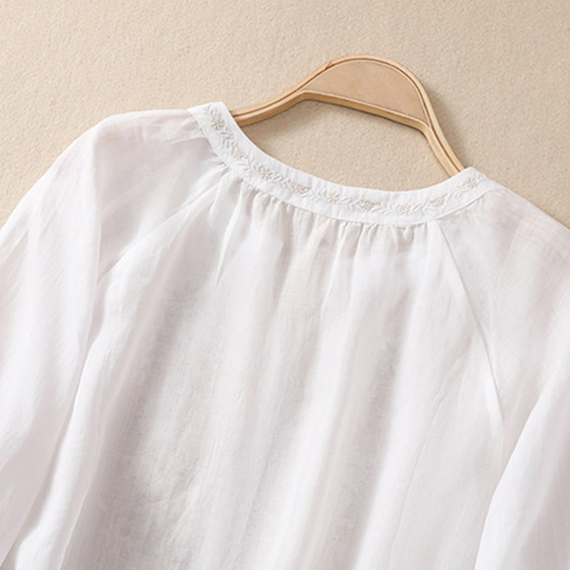 Cotton Linen V-Neck Mindful Movement Shirt