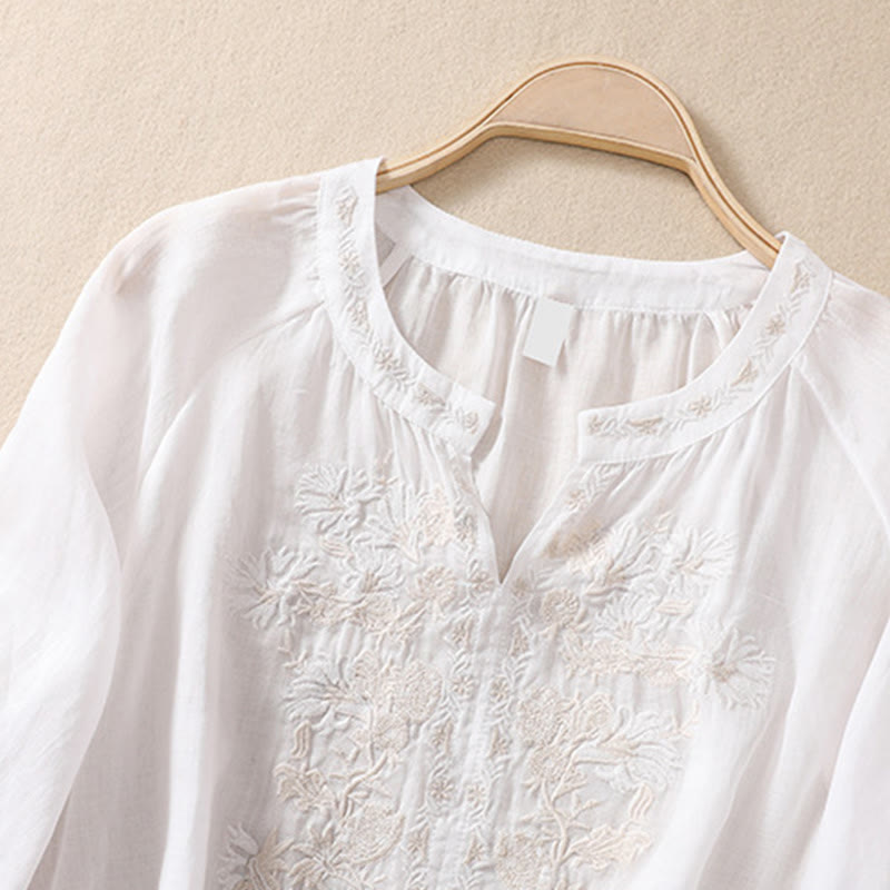 Cotton Linen V-Neck Mindful Movement Shirt