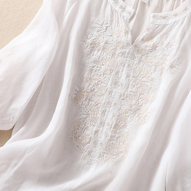 Cotton Linen V-Neck Mindful Movement Shirt