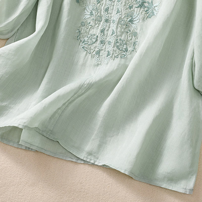 Cotton Linen V-Neck Mindful Movement Shirt