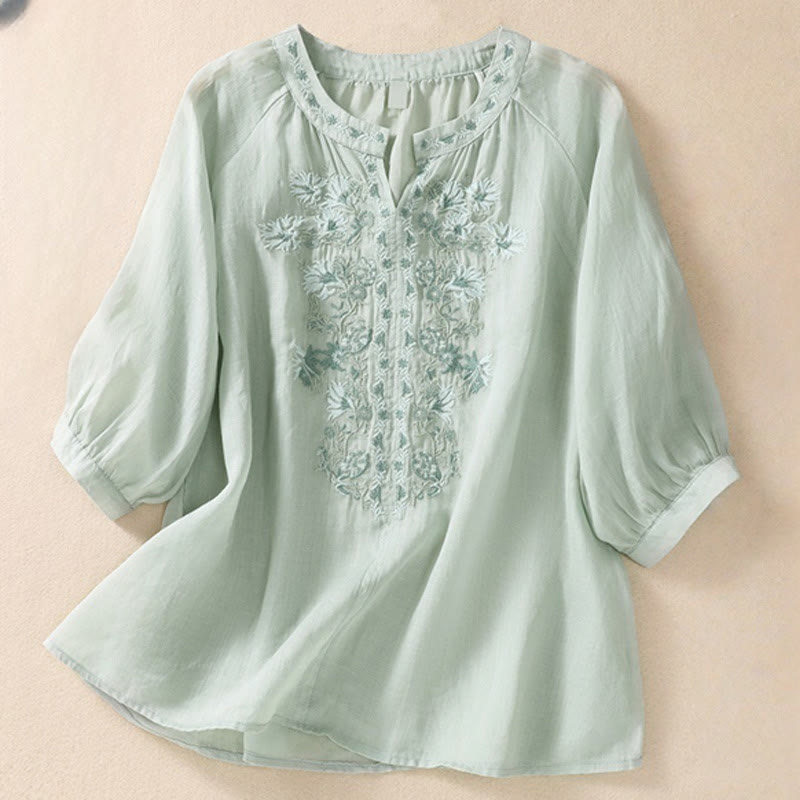 Cotton Linen V-Neck Mindful Movement Shirt