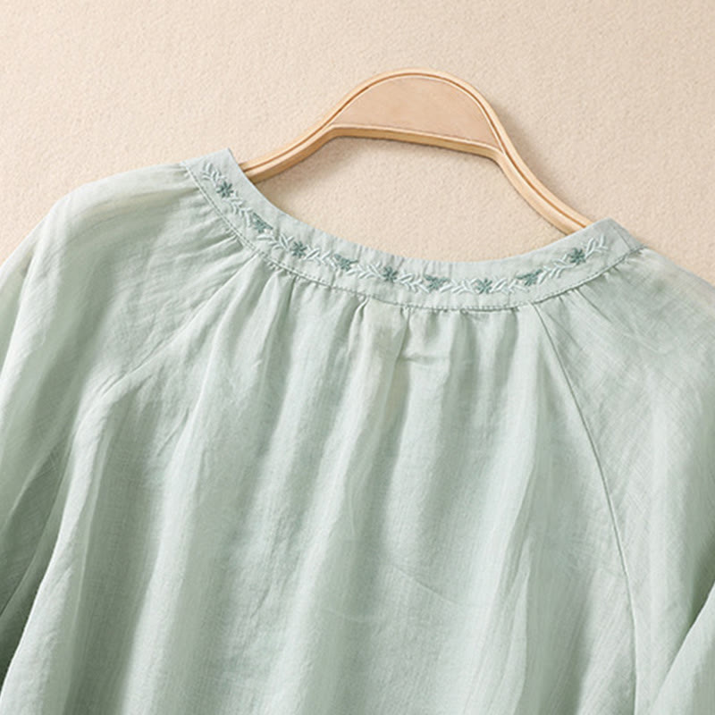 Cotton Linen V-Neck Mindful Movement Shirt