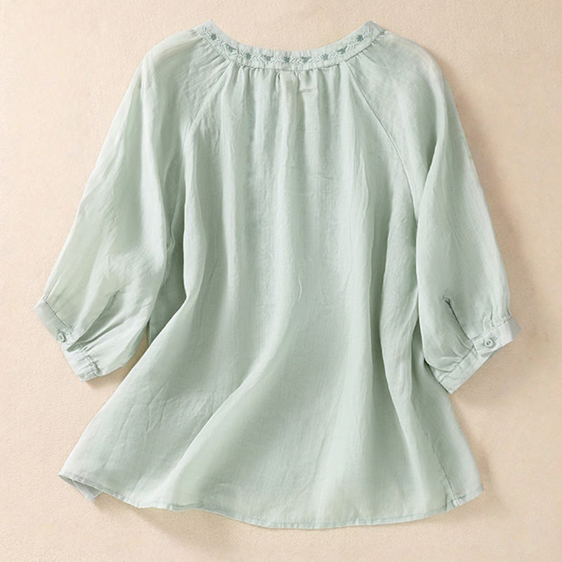Cotton Linen V-Neck Mindful Movement Shirt