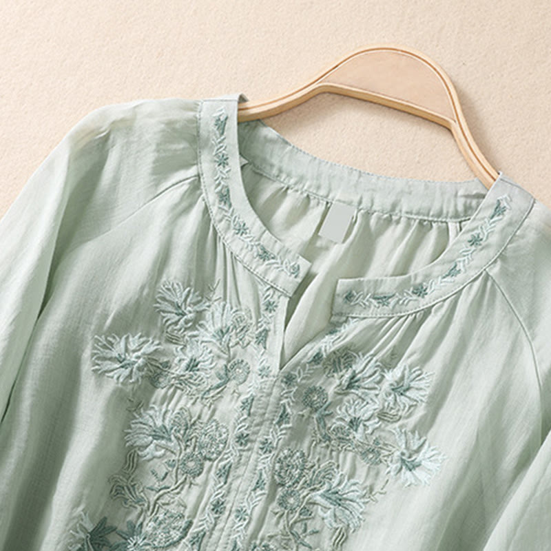 Cotton Linen V-Neck Mindful Movement Shirt