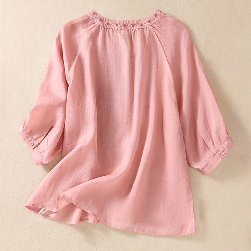Cotton Linen V-Neck Mindful Movement Shirt