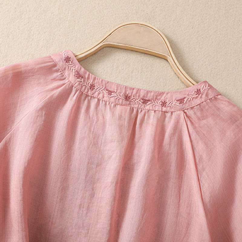 Cotton Linen V-Neck Mindful Movement Shirt