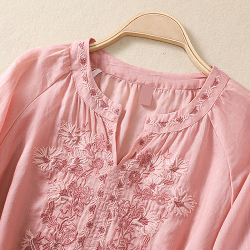 Cotton Linen V-Neck Mindful Movement Shirt