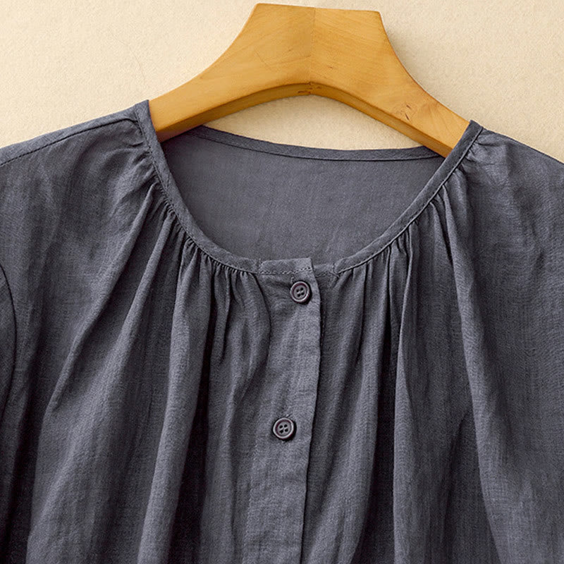 Tactile Cotton Viscose Three-Quarter Sleeve Meditation Shirt