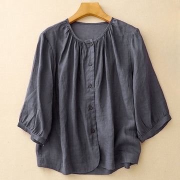 Tactile Cotton Viscose Three-Quarter Sleeve Meditation Shirt