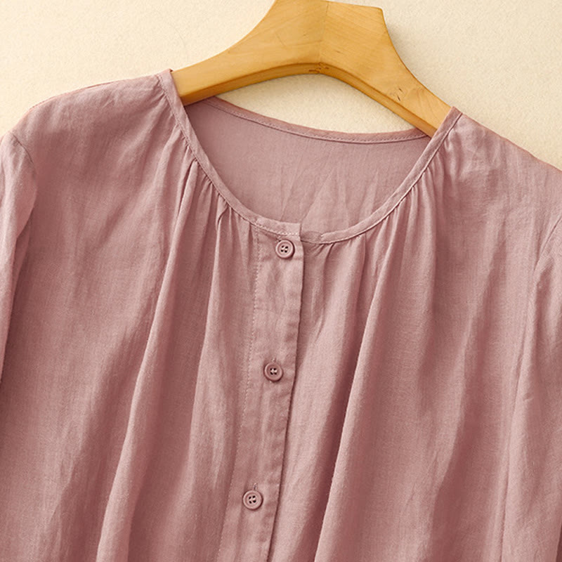 Tactile Cotton Viscose Three-Quarter Sleeve Meditation Shirt