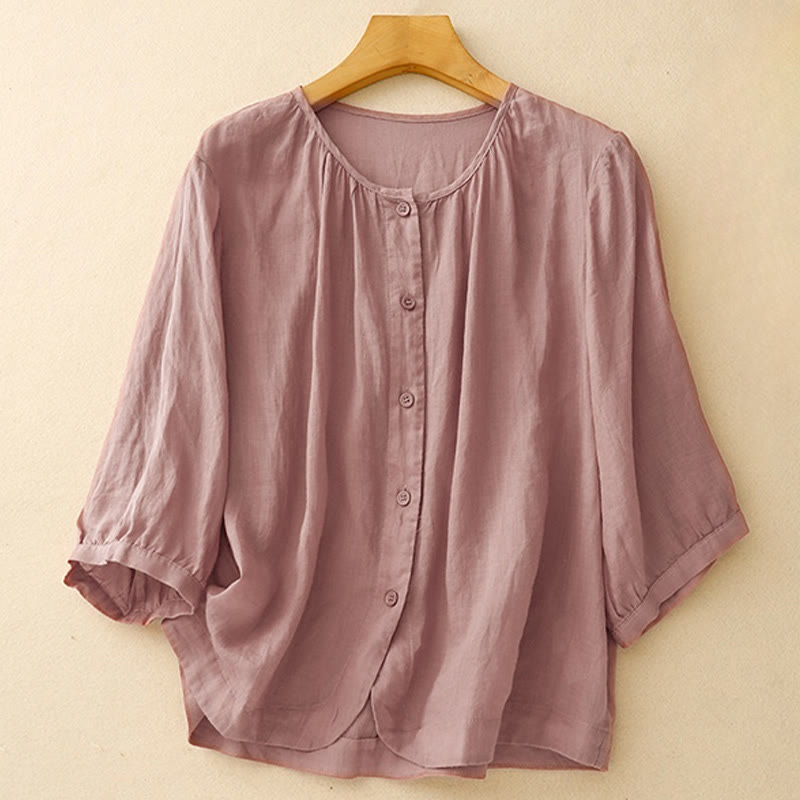 Tactile Cotton Viscose Three-Quarter Sleeve Meditation Shirt