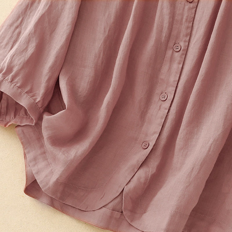 Tactile Cotton Viscose Three-Quarter Sleeve Meditation Shirt