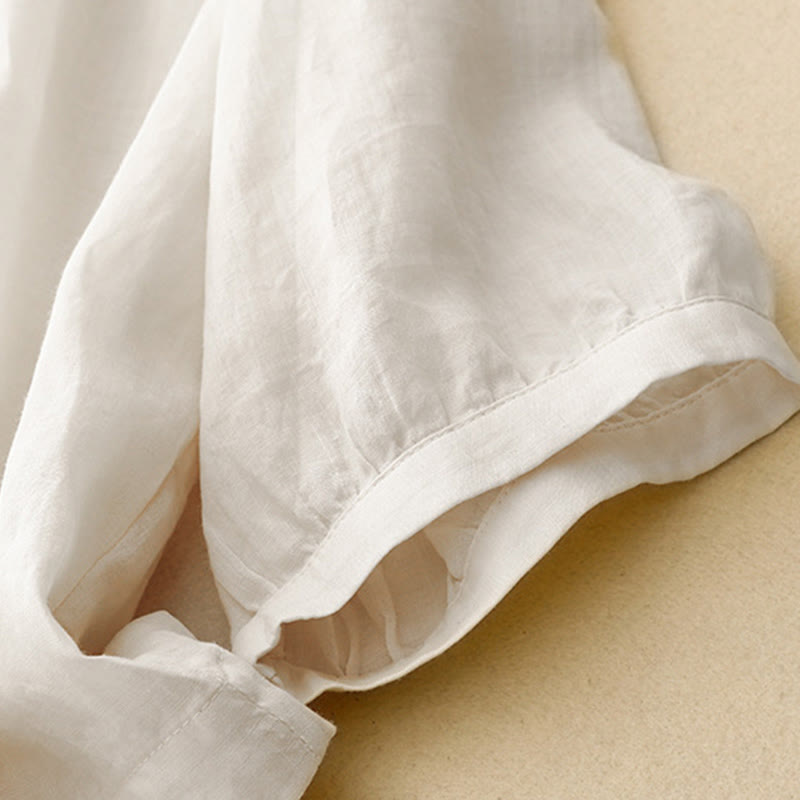 Tactile Cotton Viscose Three-Quarter Sleeve Meditation Shirt