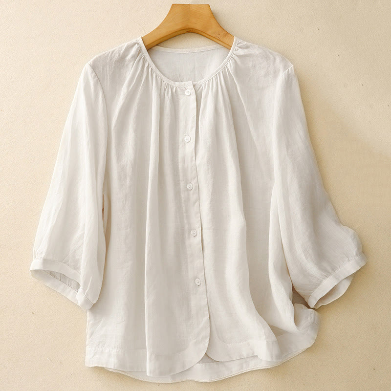 Tactile Cotton Viscose Three-Quarter Sleeve Meditation Shirt