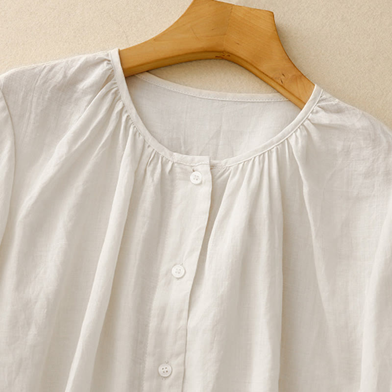 Tactile Cotton Viscose Three-Quarter Sleeve Meditation Shirt