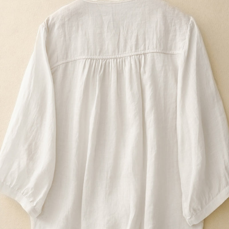 Tactile Cotton Viscose Three-Quarter Sleeve Meditation Shirt
