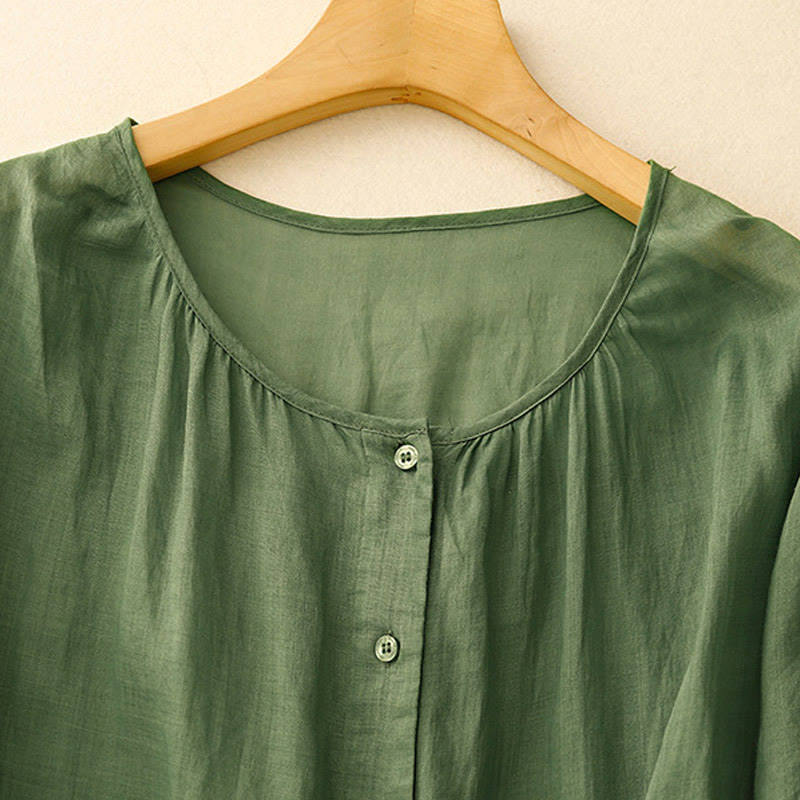 Tactile Cotton Viscose Three-Quarter Sleeve Meditation Shirt