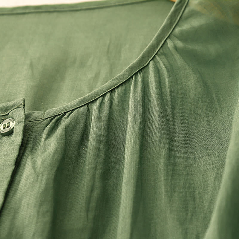 Tactile Cotton Viscose Three-Quarter Sleeve Meditation Shirt