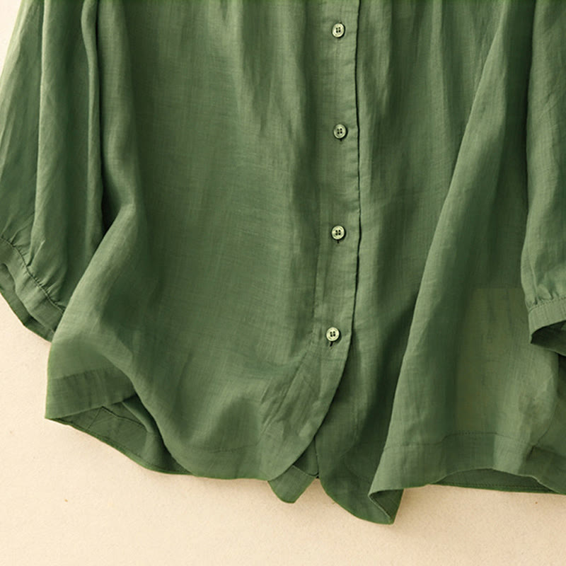 Tactile Cotton Viscose Three-Quarter Sleeve Meditation Shirt