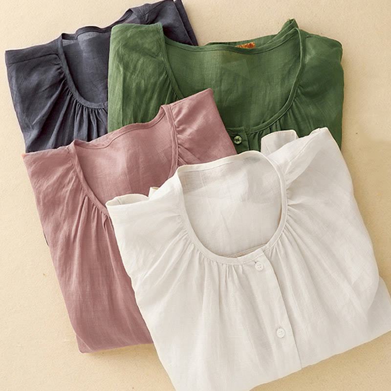 Tactile Cotton Viscose Three-Quarter Sleeve Meditation Shirt