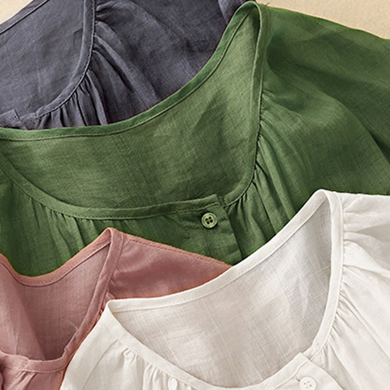 Tactile Cotton Viscose Three-Quarter Sleeve Meditation Shirt