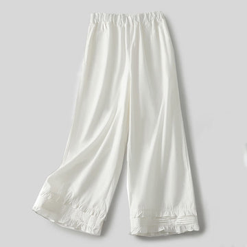 Tactile Cotton Linen Wide-Leg Mindful Movement Pants with Pockets